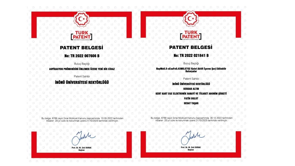 İnönü Üniversitesi’nin iki buluşu patentle tescillendi
