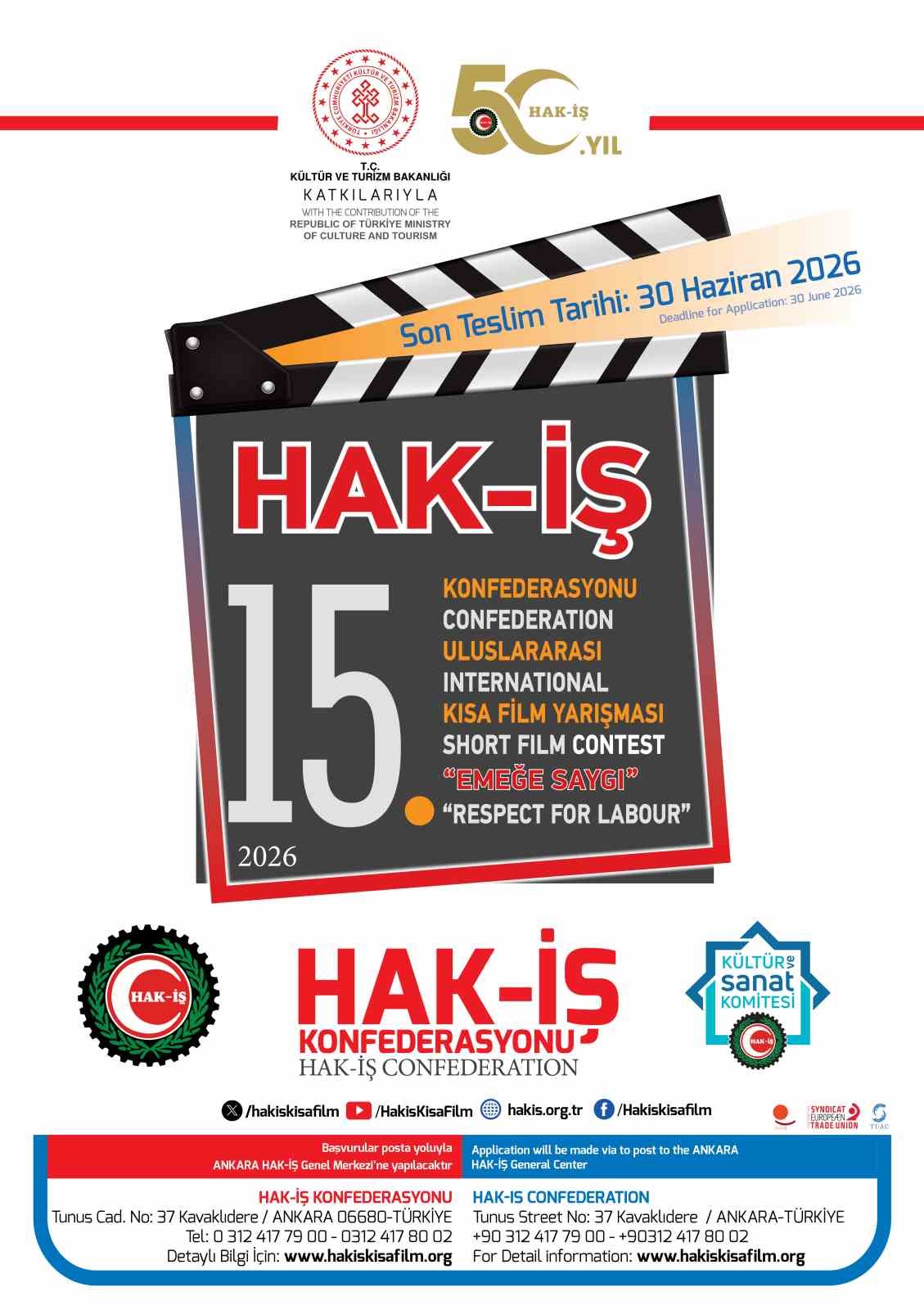 HAK-İŞ Uluslararası Kısa Film Yarışması 15’inci yılında
